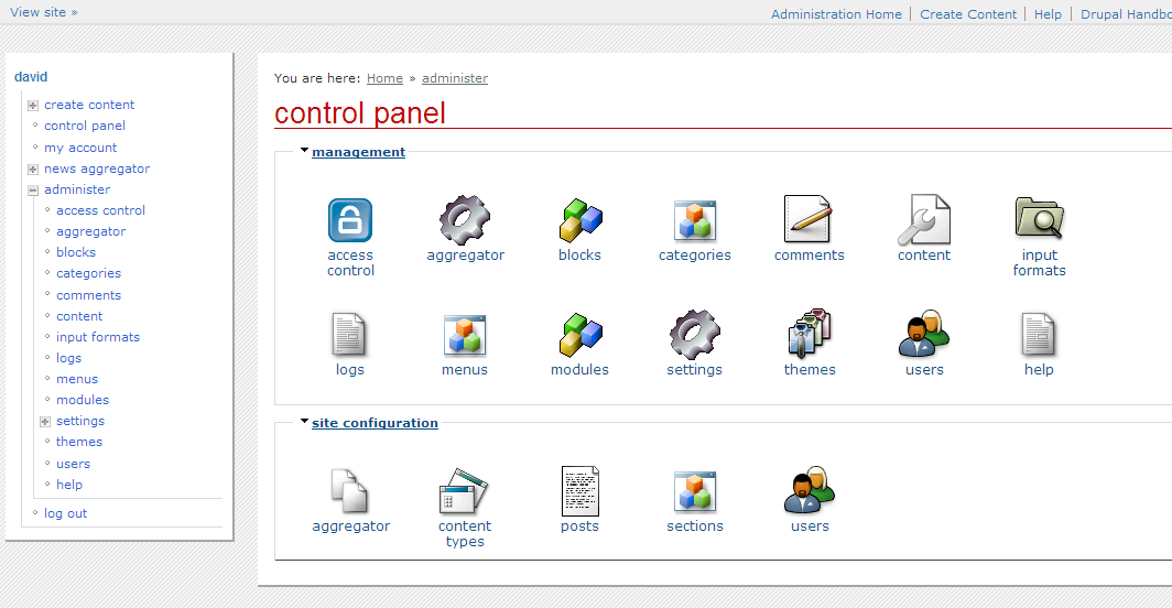 Image result for drupal admin panel